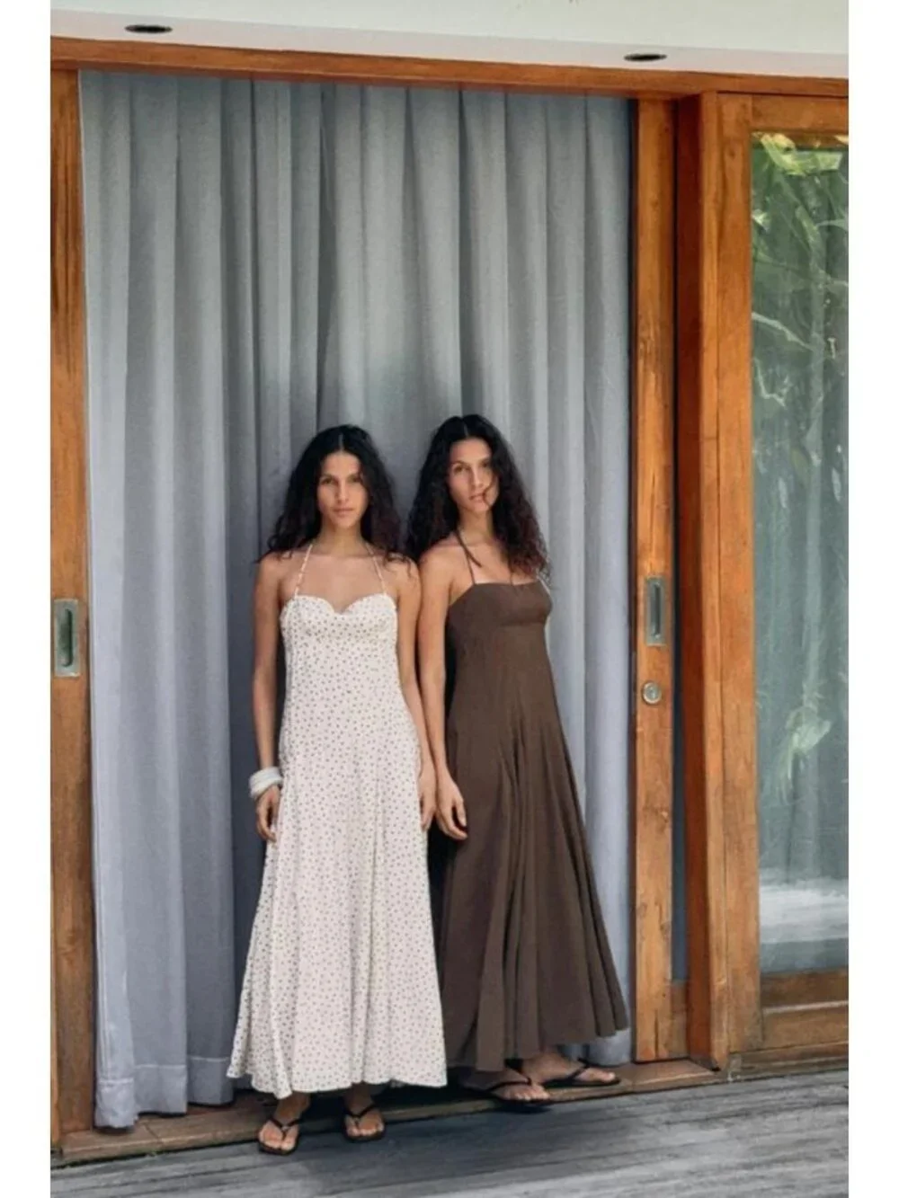ZARA FLUID HALTER VOLUME MIDI DRESS - Picture 3 of 6